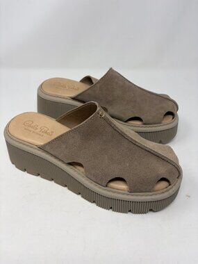 Carlo Pera platform clog sandals taupe suede EU 41 women's beige slides